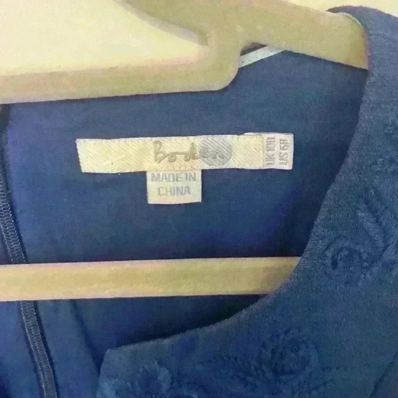 Boden Back Zip Lined Sleeveless Dress Embroidered Blue Size 6 Blue - Picture 4 of 10